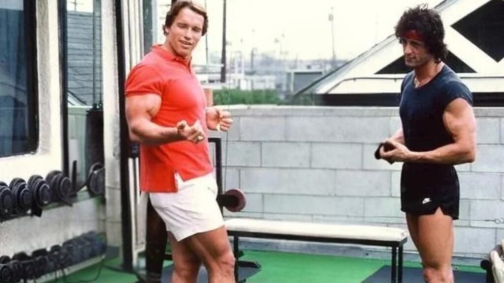 Arnold Schwarzenegger and Sylvester Stallone 1980